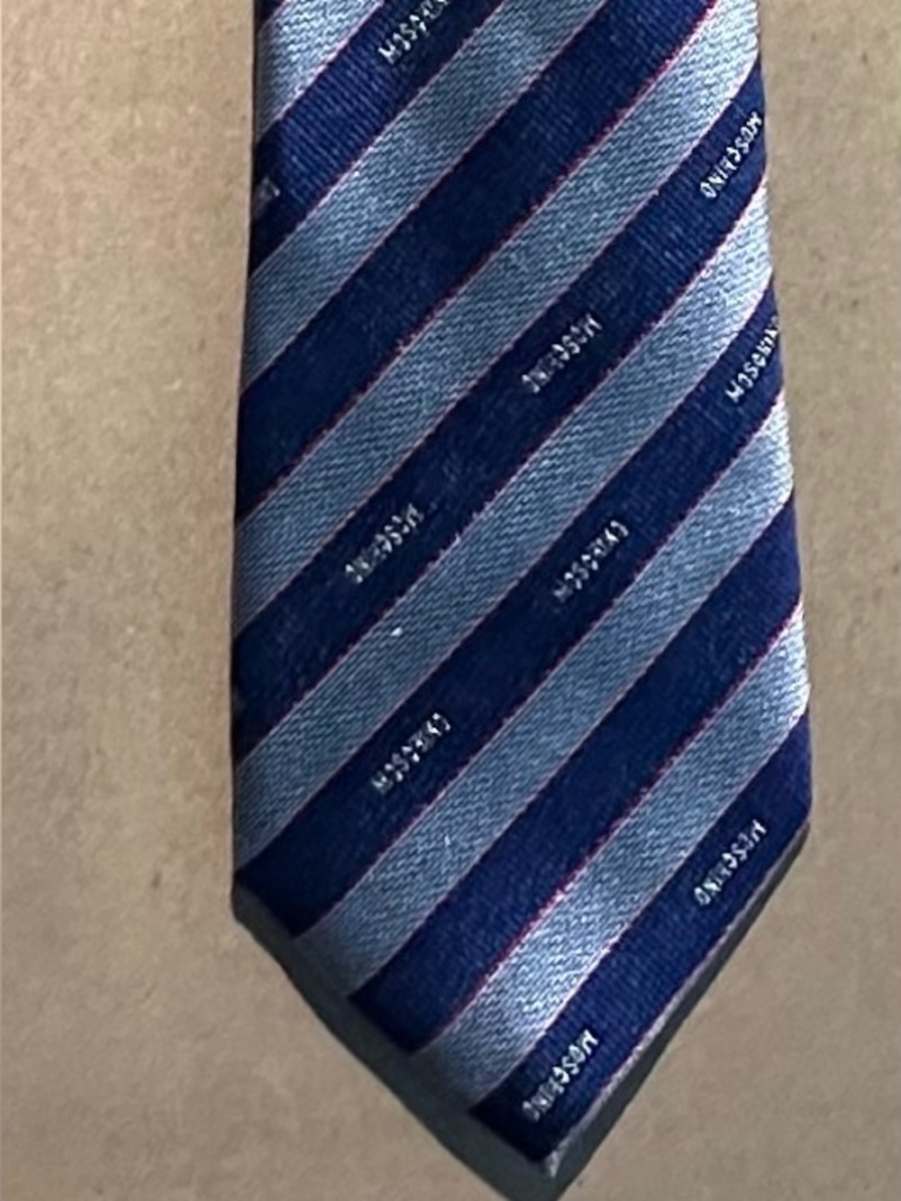 Striped Navy and Light Blue Men's Tie - Moshino